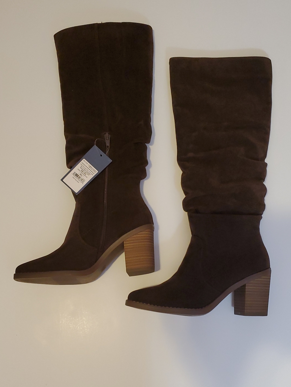 Universal Thread Dark Brown Suede Mid-Calf Block Heel Boots